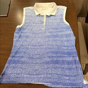 Nike Blue and White Sleeveless Polo Golf Shirt